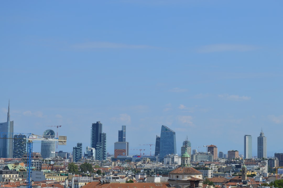 Milan's skyline on a bright, sunny day.