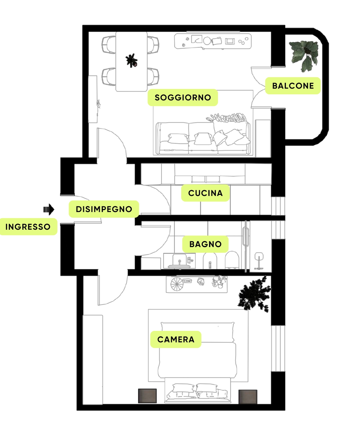 Planimetria DUE LOCALI PIANO ALTO CON BALCONE