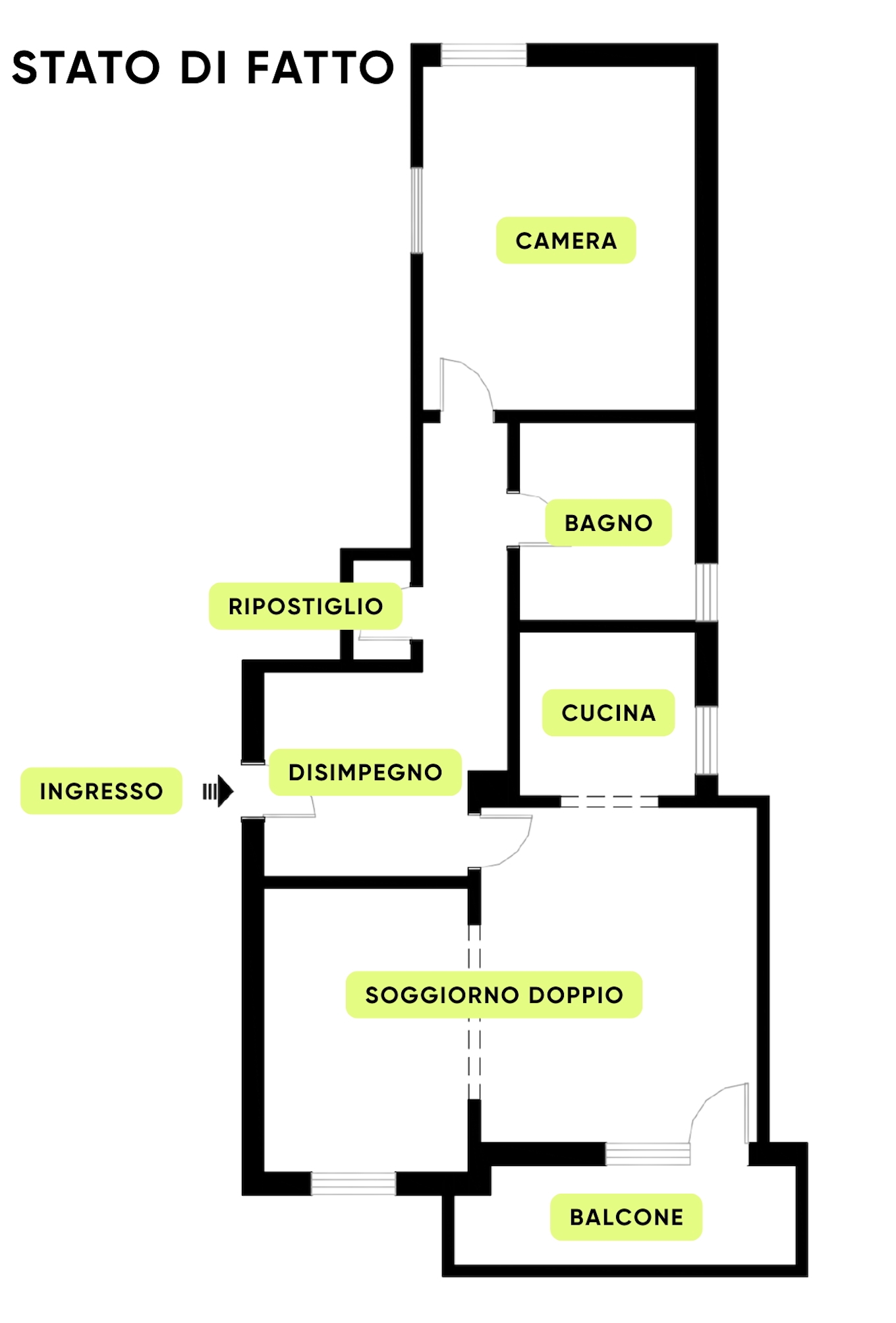 Planimetria TRE LOCALI CON AMPIO BALCONE