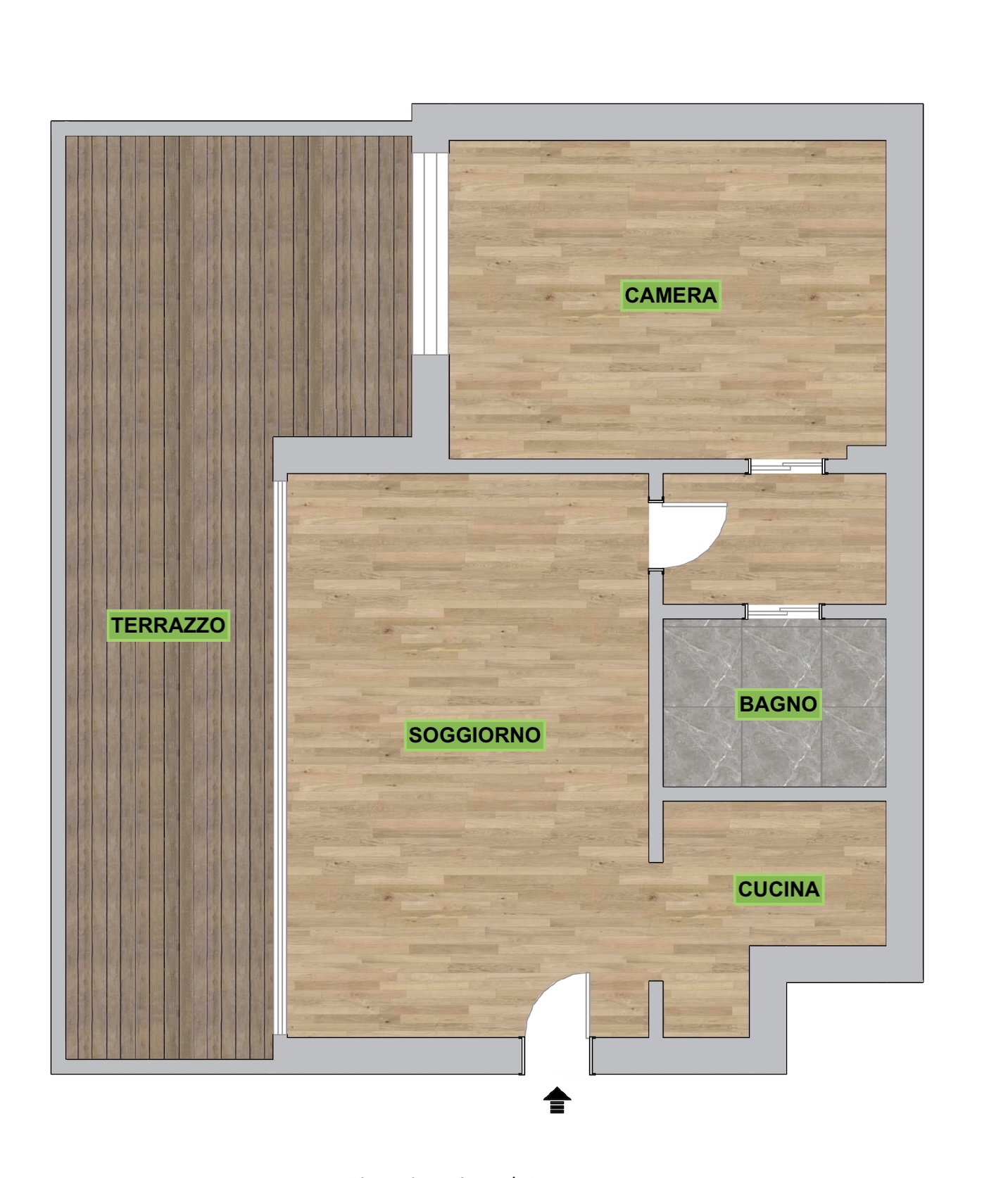 Planimetria BILOCALE ARREDATO CON TERRAZZO