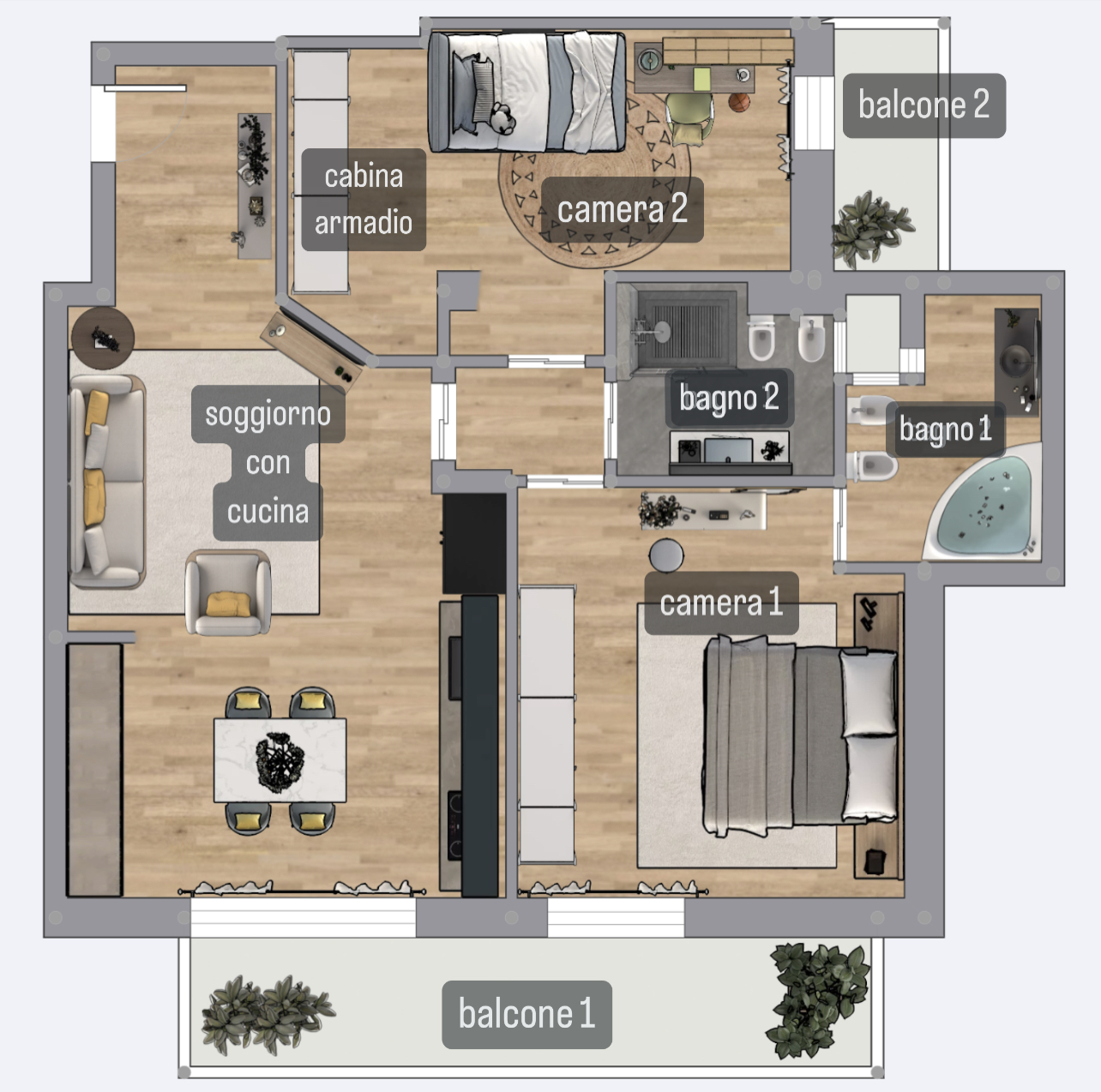 Planimetria RESIDENZA SPORTING MIRASOLE – TRE LOCALI ULTIMO PIANO