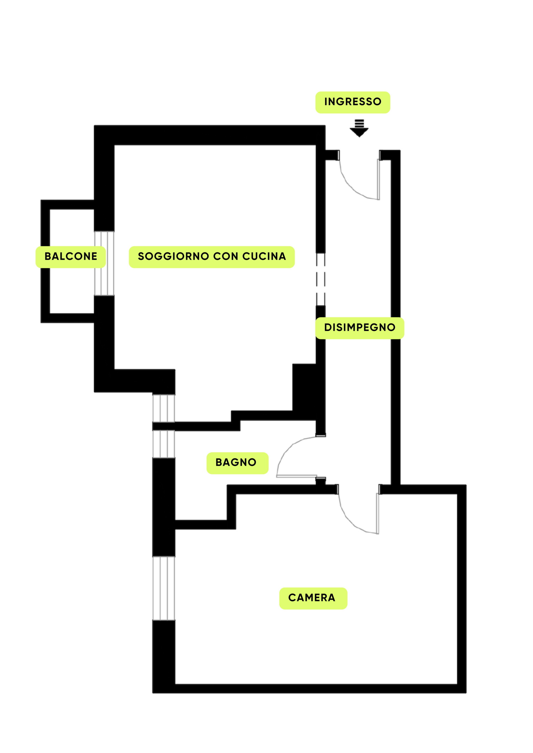 Planimetria DUE LOCALI ARREDATO ULTIMO PIANO CON BALCONE